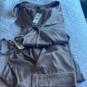 Express Taupe Satin Pajama Set